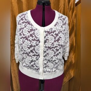 Torrid White Lace Overlay Cardigan